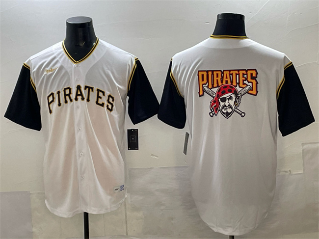 Men's Pittsburgh Pirates Team Big Logo White Cool Base Stitched Jersey Men's Pittsburgh Pirates Team Big Logo White Cool Base Stitched Jersey